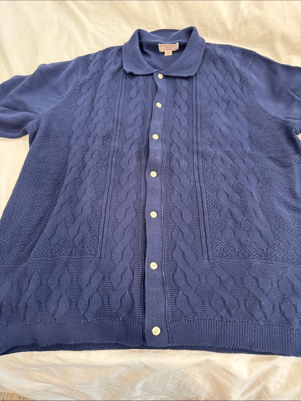 Wallace & Barnes Men's Button-Front Knit Cotton Cardigan in Blue
